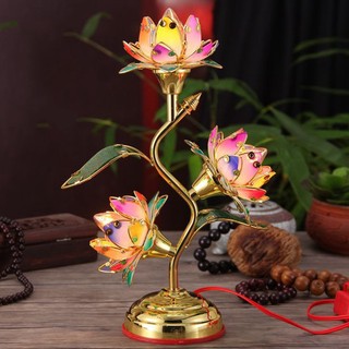 Đèn hoa sen 7 sắc 1 và 3 bông - Đèn thờ trang trí ban thờ ngày lê, tết.- đèn Natra.