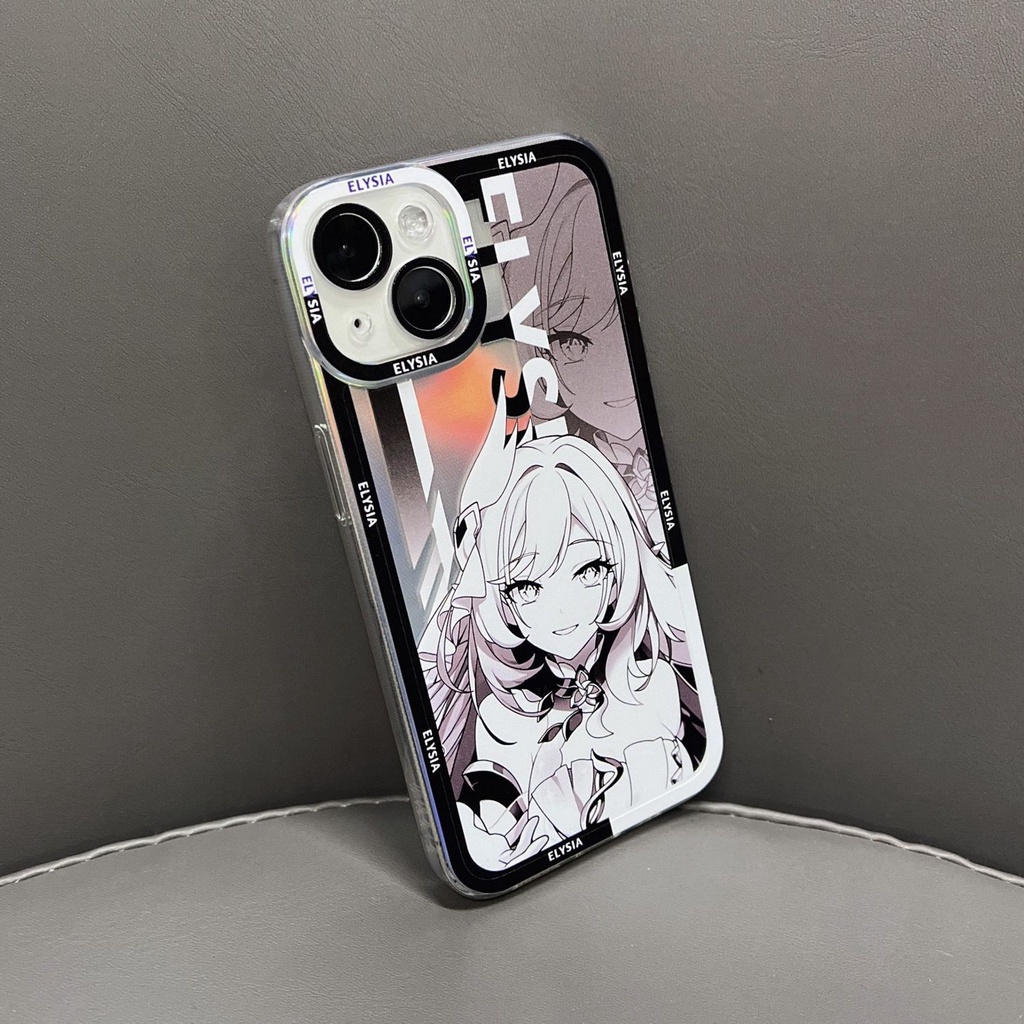 Honkai Impact 3 Compatible with iPhone 13 Apple 14 Laser Black and White Elysia Elysia Angel Eyes Clear Anime Phone Case Full Package