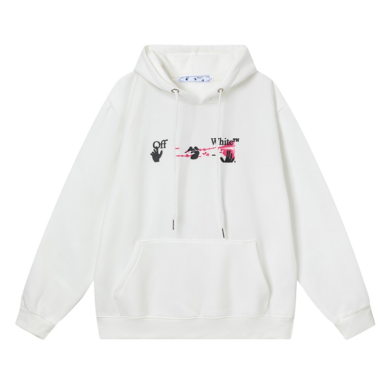 Off Áo hoodie OFF White Phối Lông Thân Thiện Với Da In Hình Mũi Tên graffiti Màu Sáng Tạo Đường Phố