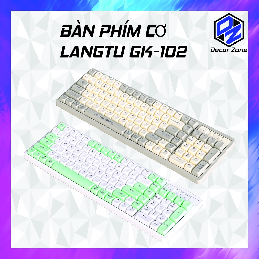 Bàn phím cơ LANGTU GK102 red switch có đèn led RGB với màu sắc phối màu độc lạ dành cho game thủ