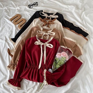 (SẴN) Đầm vintage thắt nơ dáng xoè phong cách retro
