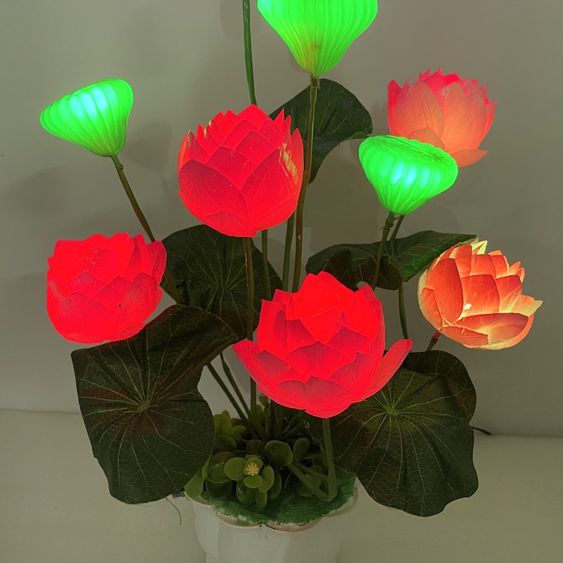 Hoa Sen Trang Trí - Hoa Sen Giả Kèm Đèn Led Sáng
