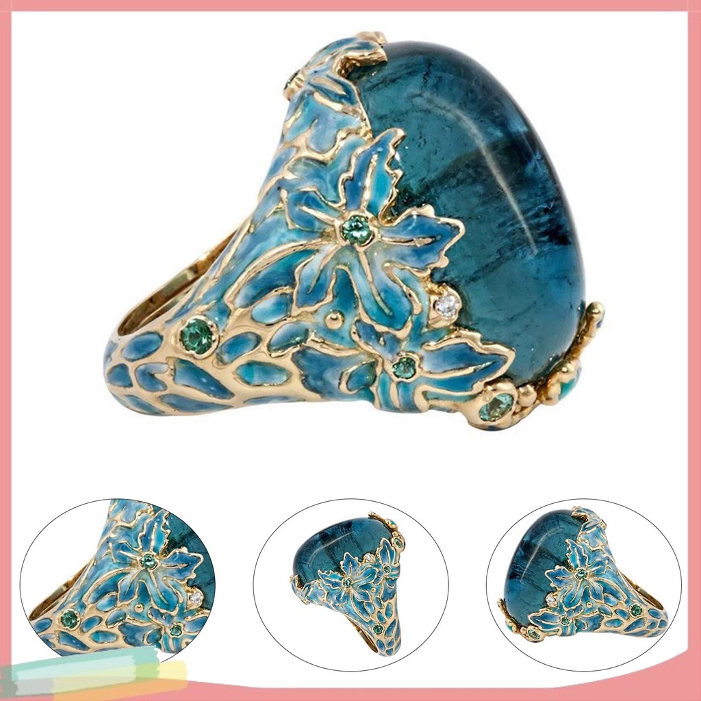 Nhẫn hợp kim trang trí hoa đính đá kiểu dáng thanh lịch cho nữ