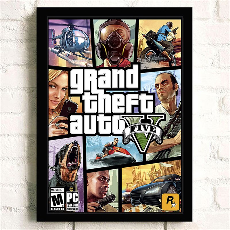 [56] Tranh dán tường Game Grand Theft Auto - Poster GTA 5 Phong Cách Retro Trang Trí Nội Thất