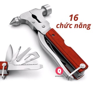 Búa thoát hiểm xe hơi đa năng 16 chức năng cán gỗ