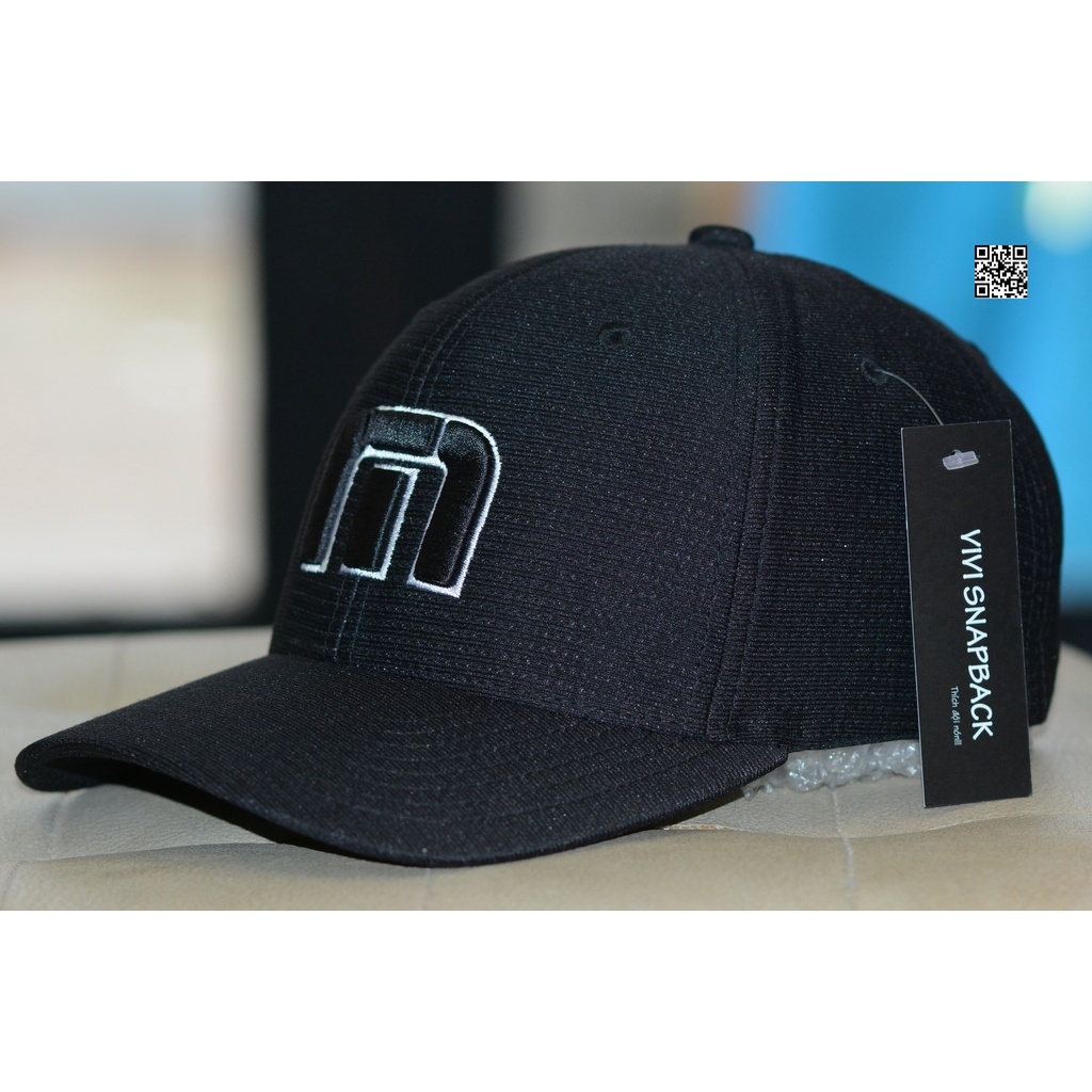 Mũ bít đuôi Fitted Cap Black màu đen Travis Mathew logo Chữ M thời trang,nón thể thao ngoài trời golf cap