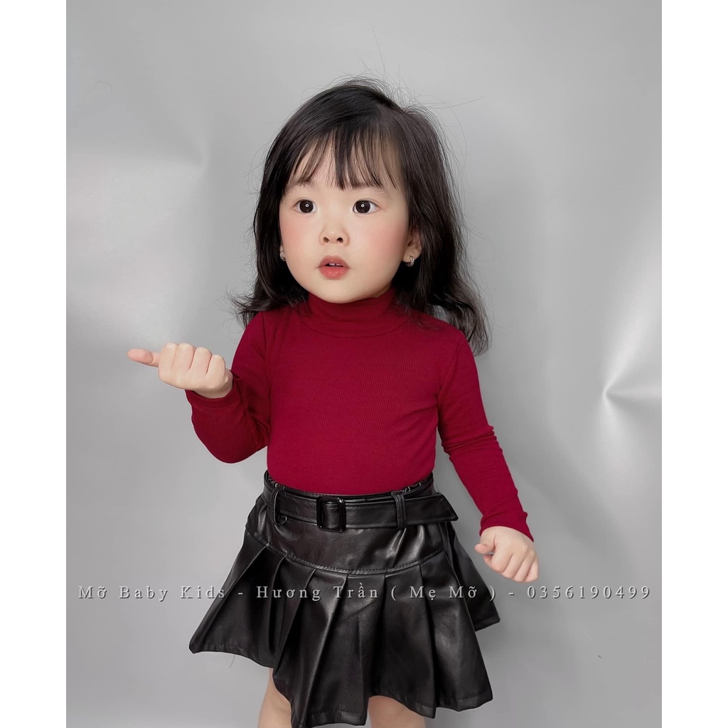 Set ÁoCổ 5 Phân Vải Thun Tăm Lông Cực Đẹp +chân váy da Bé Gái