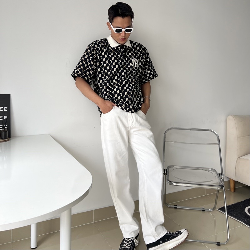 Polo NY MLB màu ĐEN form rộng  Áo thun có cổ Jaystoree2