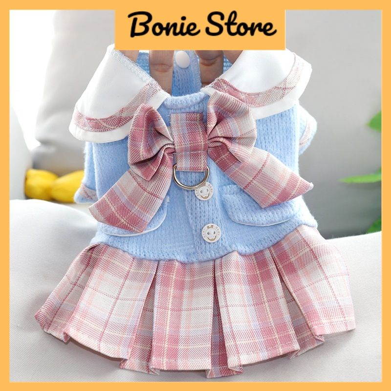 Váy Jk Chó Mèo Thú Cưng Dáng Xòe Xếp Ly Dễ Thương