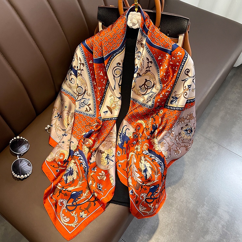 Khăn Choàng Đi Biển / Đi Biển Hình Vuông Cỡ Lớn Bằng Lụa Họa Tiết Hoa 110 Kiểu Cổ Điển Trung Hoa Xinh Xắn Cho