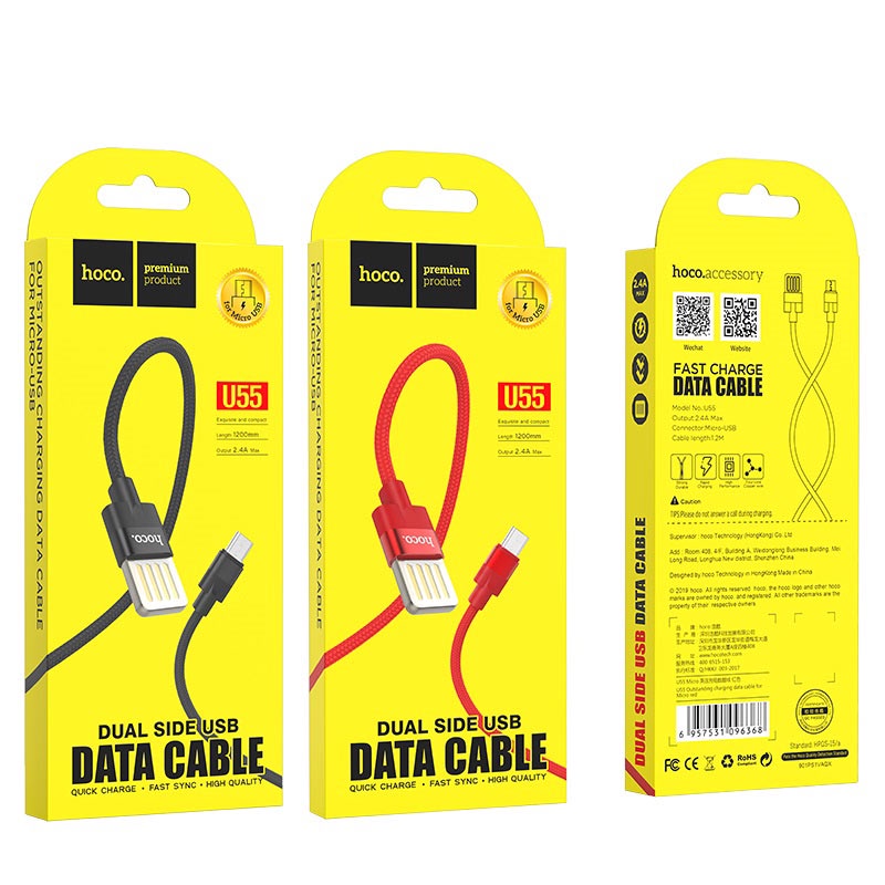 Dây sạc nhanh Hoco U55 siêu bền 2.4A, cáp dài 1.2m