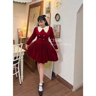 [CHAN BIGSIZE] Sale 50 Đầm nhung dáng xoè cổ pitter bigsize