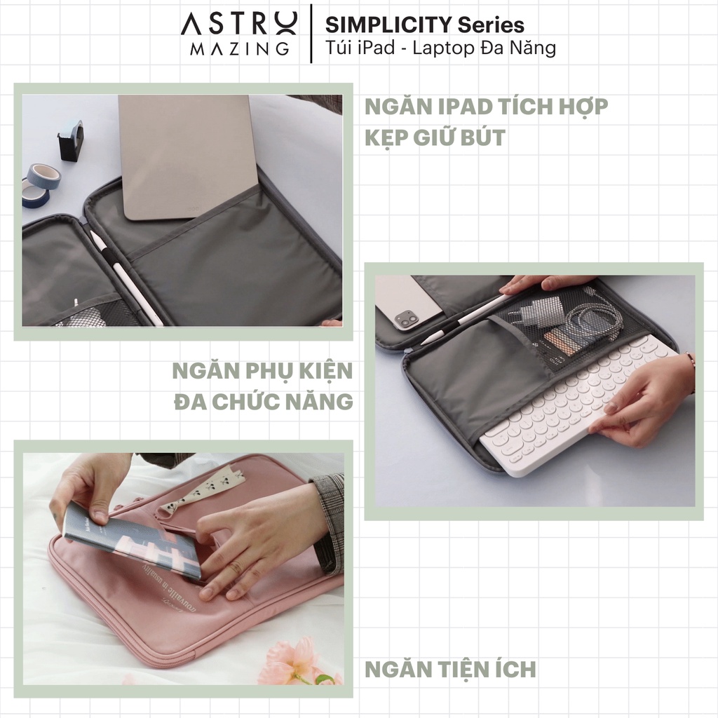 Túi đựng chống sốc AstroMazing màu pastel tối giản dành cho iPad, Laptop