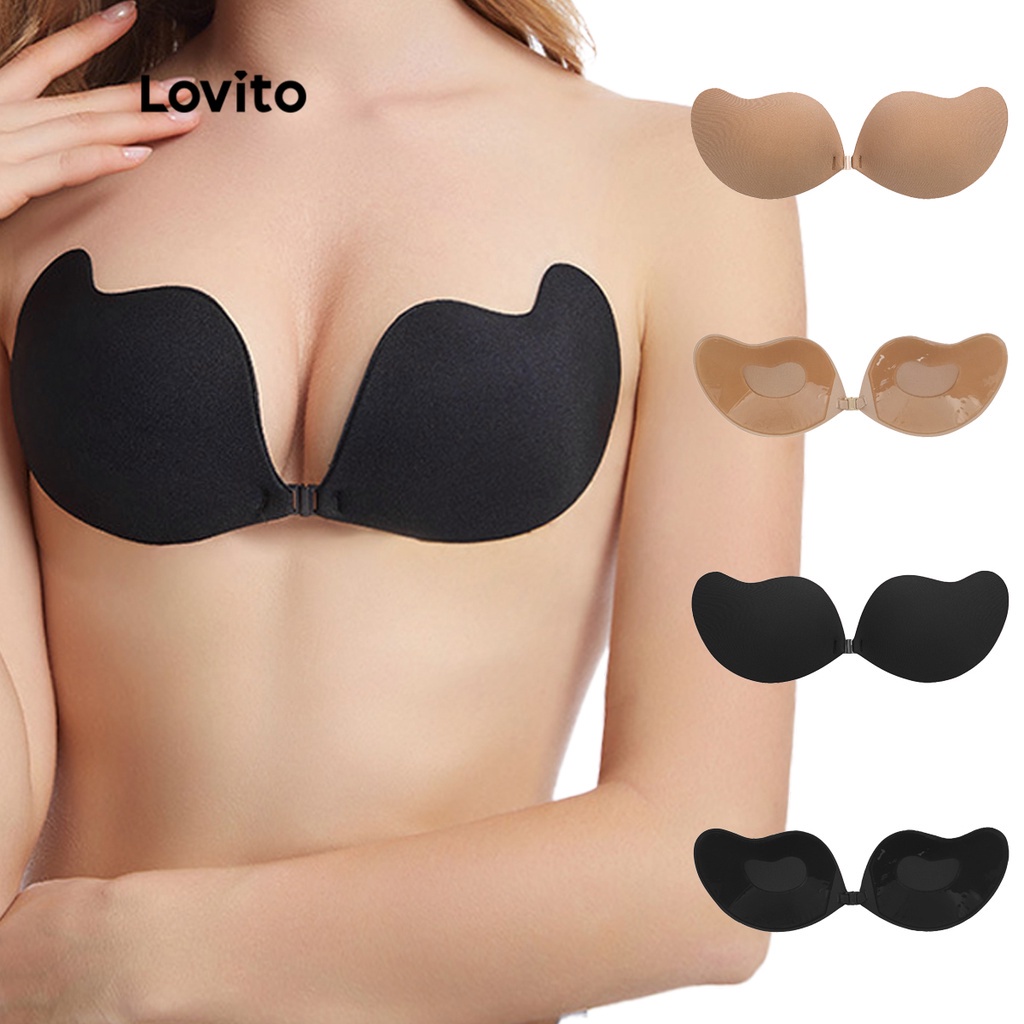 Lovito phụ kiện áo ngực silicon thoáng khí chống trượt màu đen đỏ L12055