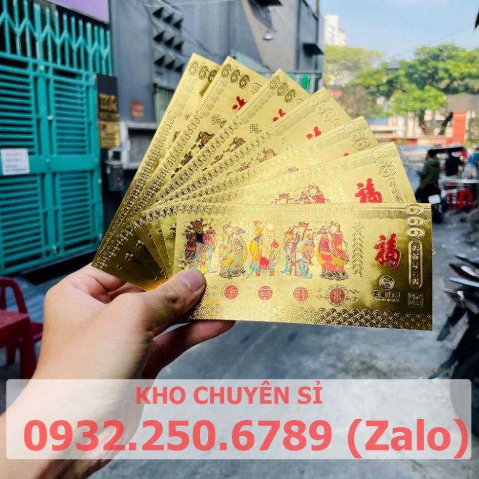 Tờ Tiền Ngũ Phúc Lâm Môn Phong Thủy May Mắn Chiêu Tài Lộc-Chất Liệu Plastic Mạ Vàng