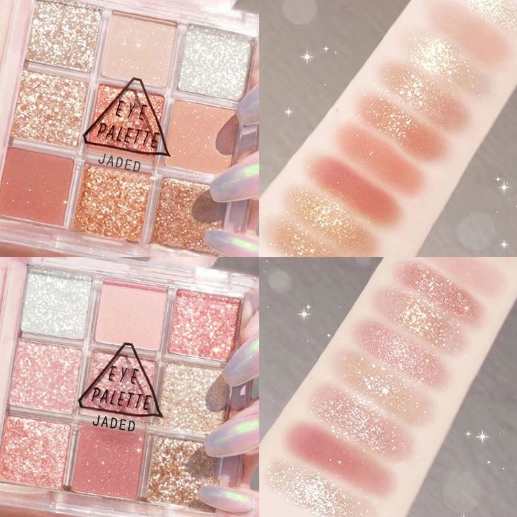 Minijumie Bảng Phấn Mắt 9 Màu Màu Lì Và Màu Nhũ Kim Tuyến Trang Điểm Lâu Trôi