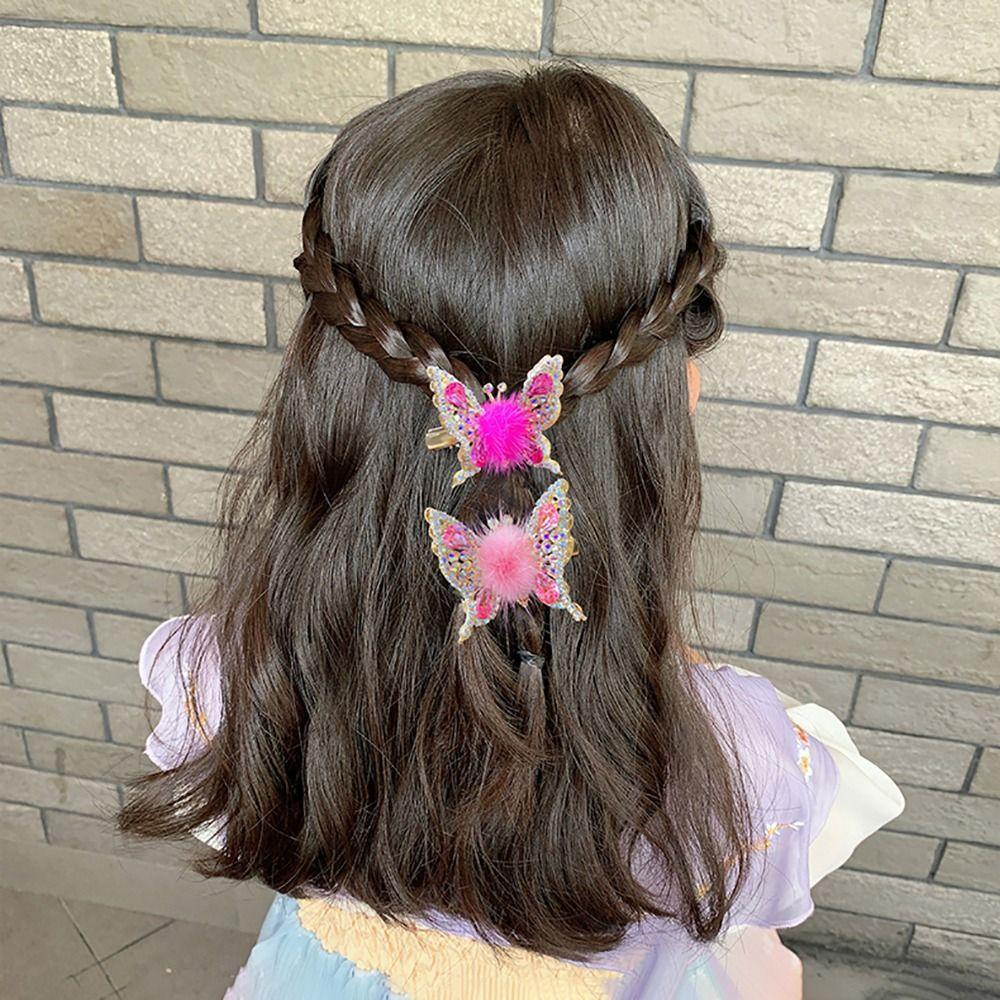 MXGOODS Kẹp Tóc Đính Bóng Lông Hình Bướm Dễ Thương Cho Nữ