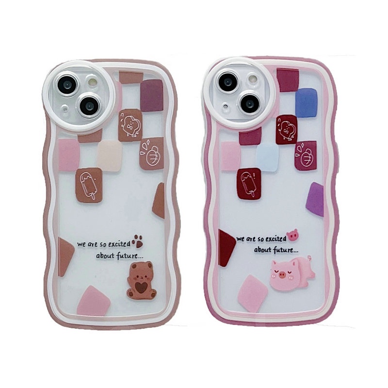 OPPO A17 A77S A76 A96 A54 4G 5G A16 A16S A74 A95 A94 A93 A55 A53 A33 2020 A52 A72 A92 A15S A15S A31 A1K A12E A3S A9 A5 A7 A5S A12 A11K A57 2022 A83 A71 2018 A59 F11 Pro F9 F7 F1S F5 Youth Cute Cartoon Bear Pig Candy Waves Edge Clear Soft Phone Case STB 19