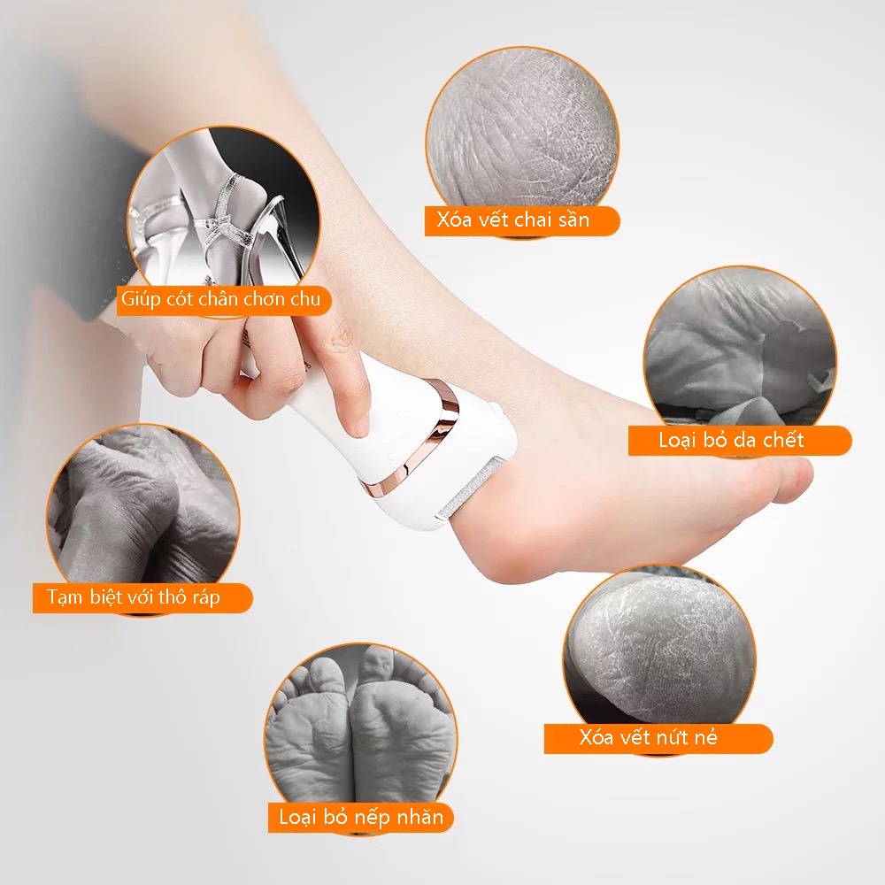 Dụng Cụ Chà Gót Chân Tẩy Tế Bào Chết Chuyên Dụng, Máy Mài Gót Chân 3 Chế Độ Hiển Thị màn hình LCD Cao Cấp