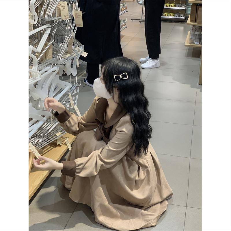 🎀đâm babydoll váy babydoll váy dài Đầm Nữ Tay Dài Cổ Búp Bê Phong Cách Hàn Quốc Thời Trang Mới