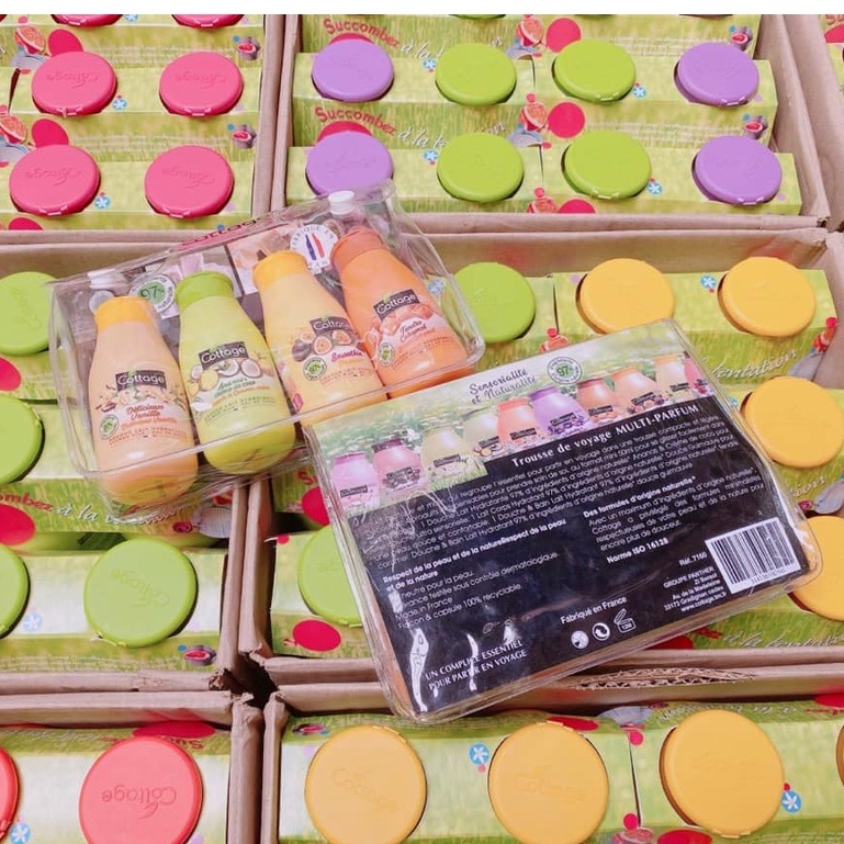Set 4 Chai Sữa Tắm Mini Cottage 50ml Pháp.
