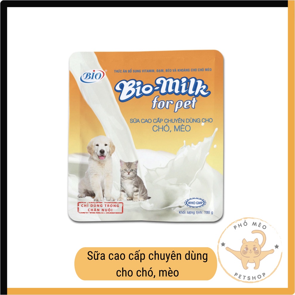 SỮA CHO PET THÚ CƯNG CHÓ MÈO BIO MILK GÓI 100G Bổ sung chất dinh dưỡng