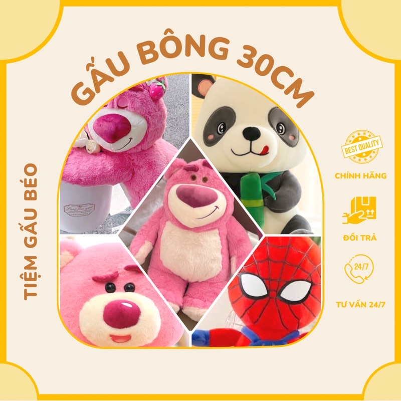 Gấu Bông Lotso, Heo bông, siêu nhân, vịt bông hàng nhập giá rẻ, kích thước 30cm