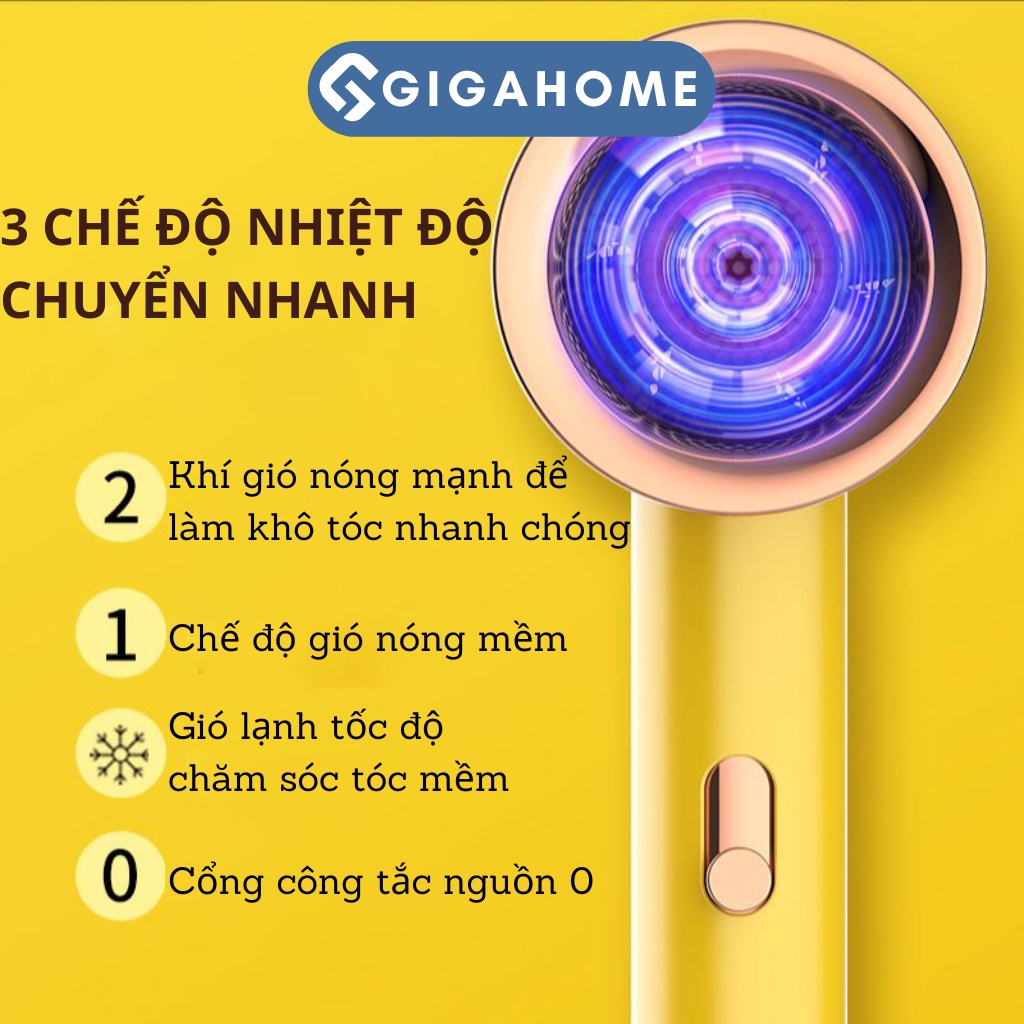 Máy Sấy Tóc Nóng Lạnh 3 Chế Độ Gió, 2 Chế Độ Sấy Hình Vịt Vàng GIGAHOME 10912