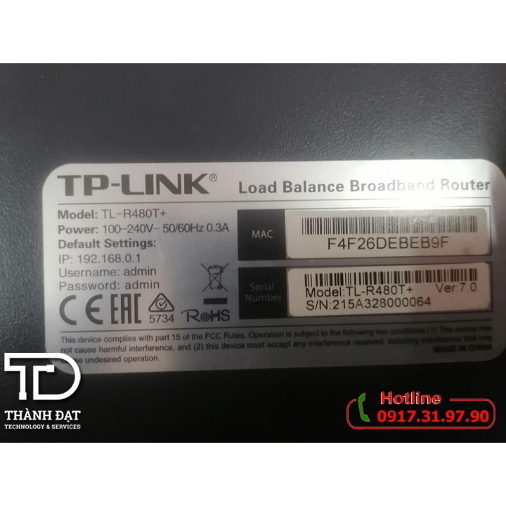 Thiết bị cân bằng tải TPLink TL-R480T+ phân chia mạng, giải phóng băng thông, tăng tốc độ mạng (cũ)