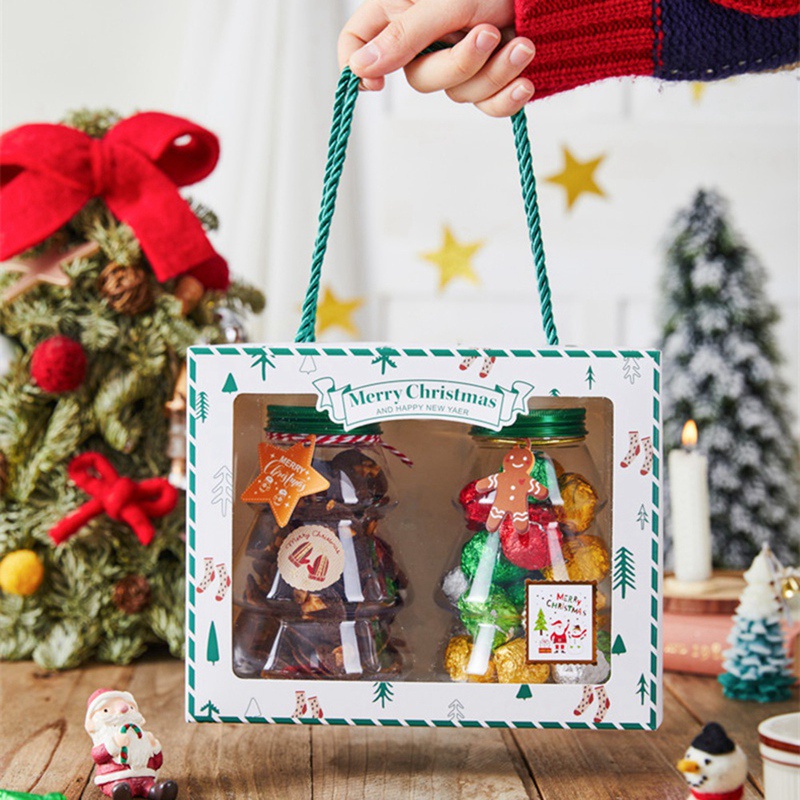 Set 5 Hũ Đựng Kẹo / Sô Cô La Có Tay Cầm Trang Trí Giáng Sinh / Năm Mới