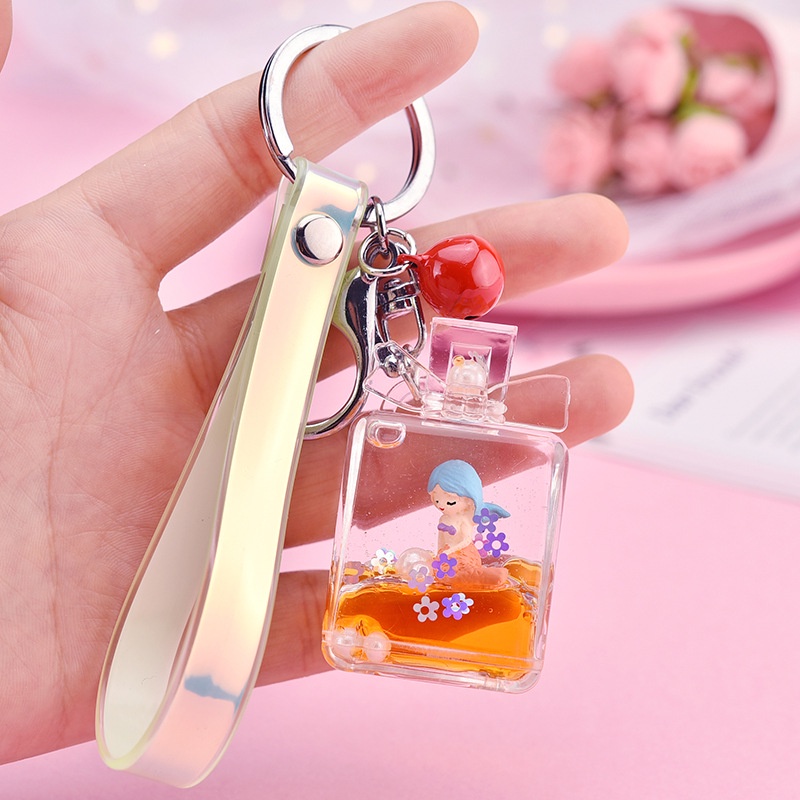 Móc Khóa Acrylic Hình Nàng Tiên Cá Đính Nơ Lấp Lánh