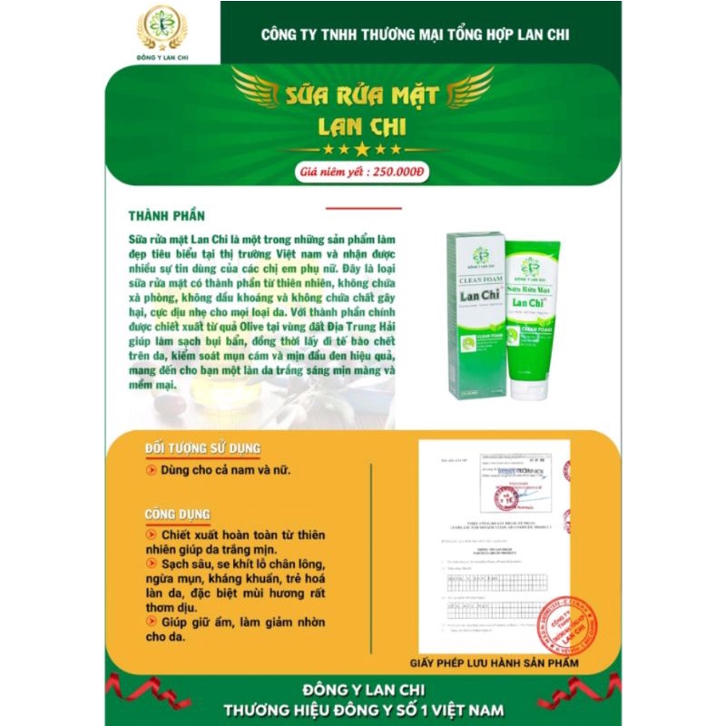 Sữa Rửa Mặt Thảo Dược Đông Y  Lan Chi