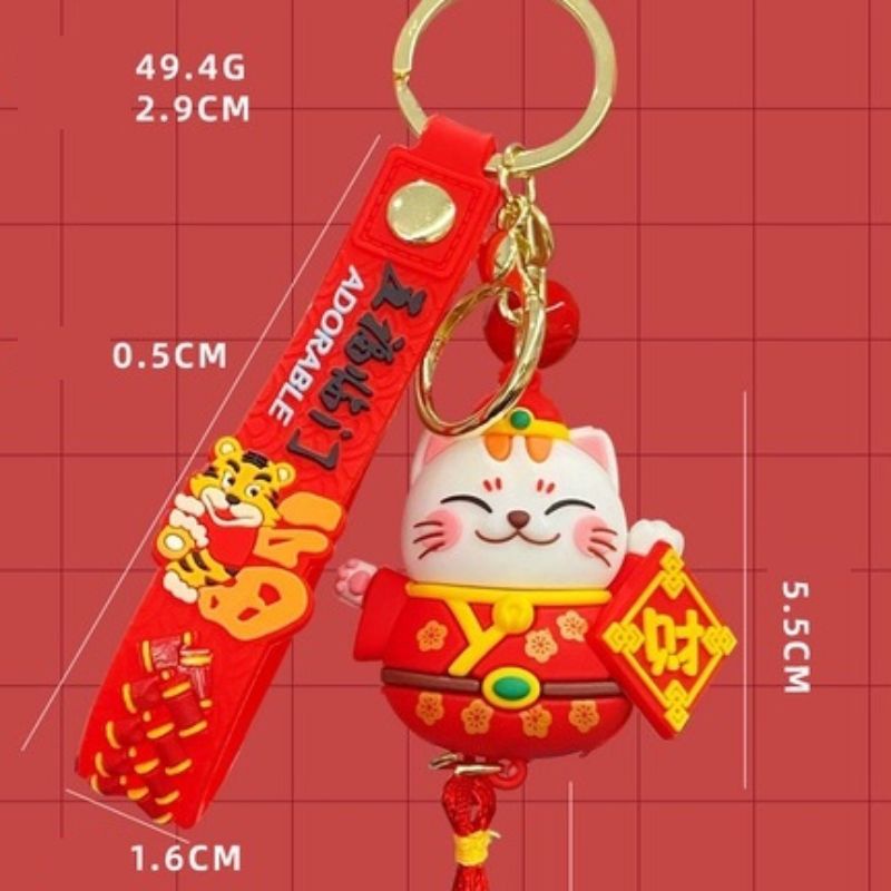 Móc Khóa Hình Chú Mèo May Mắn Dễ Thương