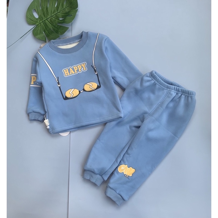 Bộ nỉ lót lông cho bé trai, bé gái, nỉ dày cho bé size 90 - 120