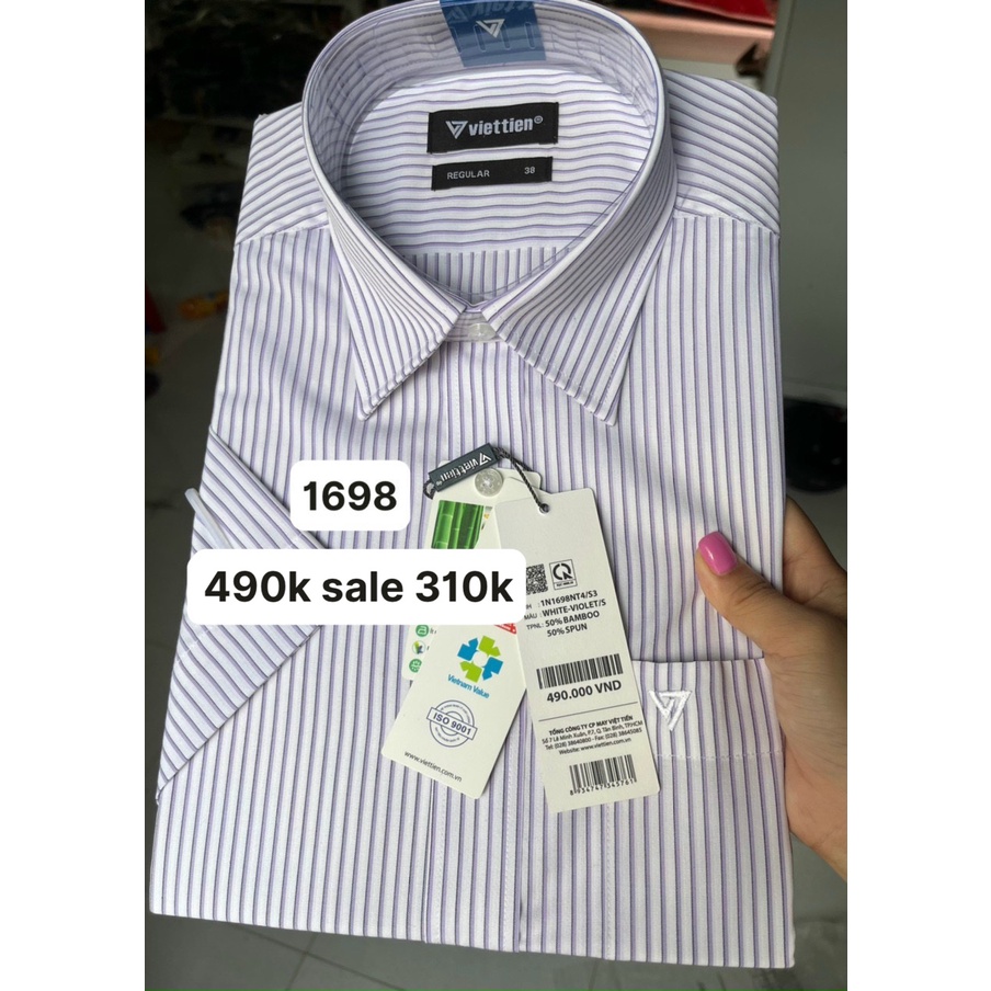Áo sơ mi Việt Tiến ngắn tay giá mác 490k sale 310k tết giá ưu đãil