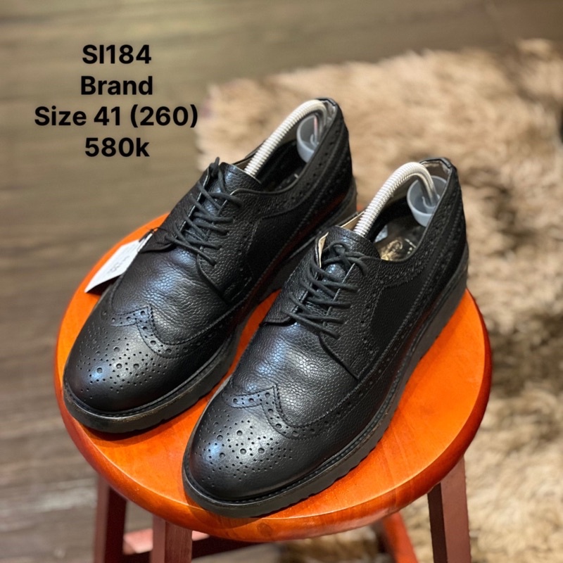 [Giày 2hand] [Size 41] Giày Tây Buộc Dây Wingtips Đen