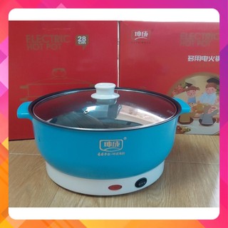 Nồi Lẩu Mini Cắm Điện Đa Năng Lớp Chống Dính 28cm nấu Lẩu, hấp, chiên, rán, xào, luộc, hầm, om