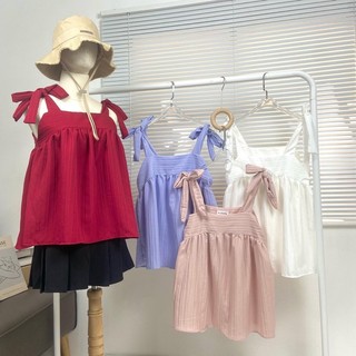 Áo kiểu babydoll 2 dây cột nơ