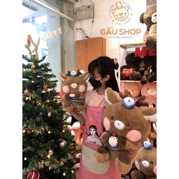 Gấu bông ❤️ Tuần lộc ❤️ Gấu tuần lộc ôm quà noel ngồi hàng nhập cao cấp bông mịn ú nu siêu dễ thương mềm mại !! FREESHIP