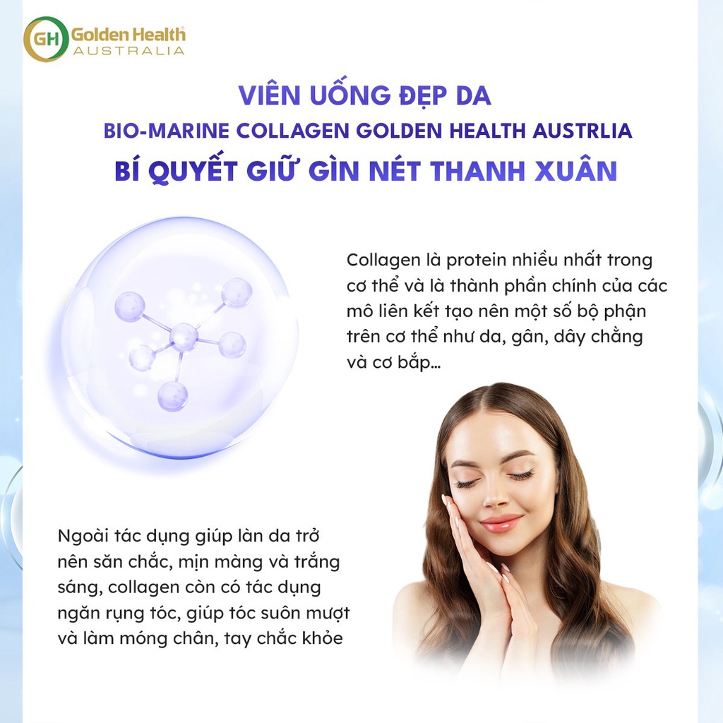 Viên uống đẹp da Bio-Marine Collagen Plus Golden Health Australia hộp 100 viên