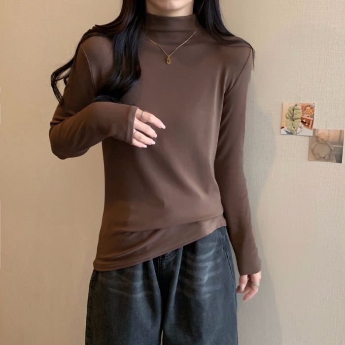 Áo Thun Tay Dài Cổ Cao Nhiều Màu Sắc Thời Trang Thu Đông Cho Nữ