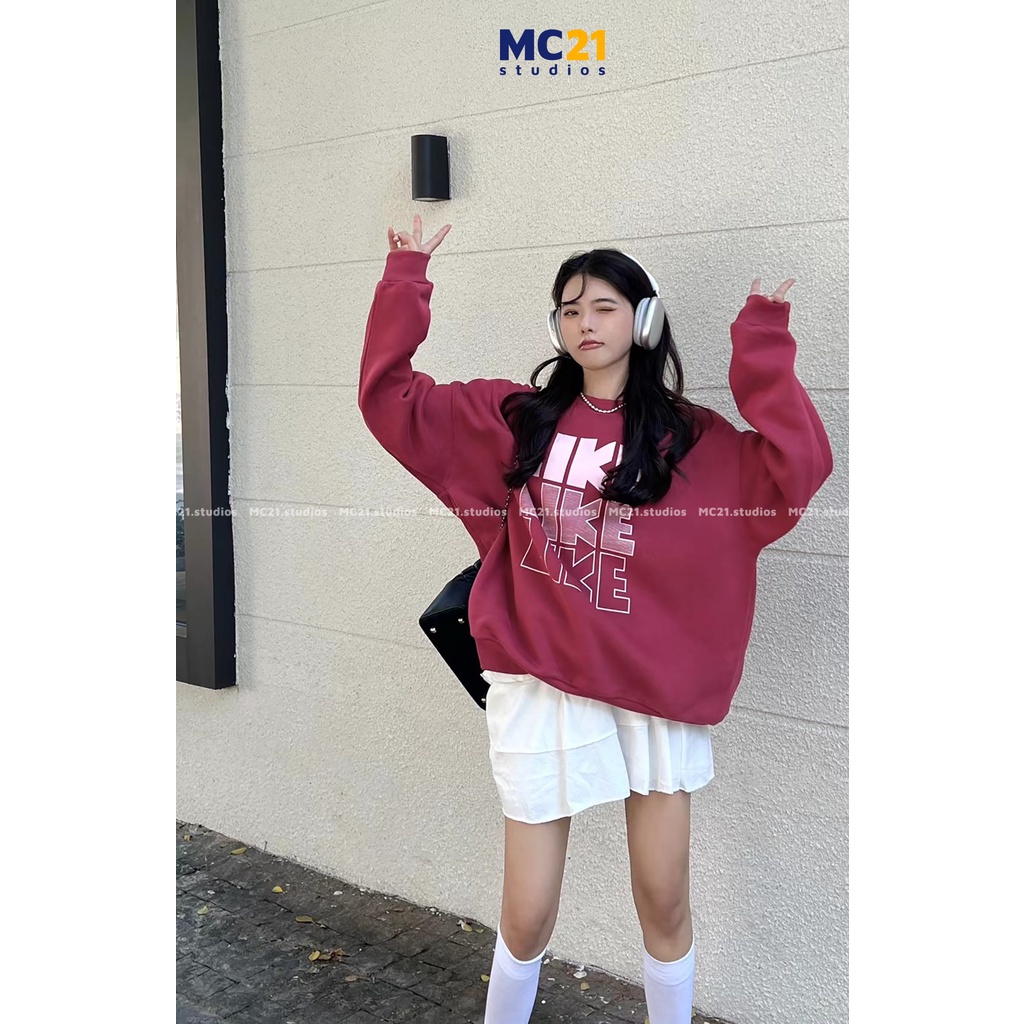 Áo sweater oversize MC21.STUDIOS nam nữ Unisex form rộng Ulzzang Streetwear Hàn Quốc chất nỉ tăm lót bông cao cấp A3417