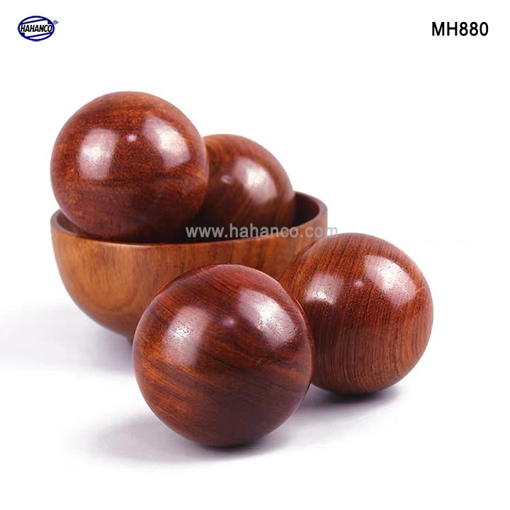 Bộ 2 quả bi lăn tay MH880 - HAHANCO Mát xa Gỗ hương đỏ 5cm, 6cm