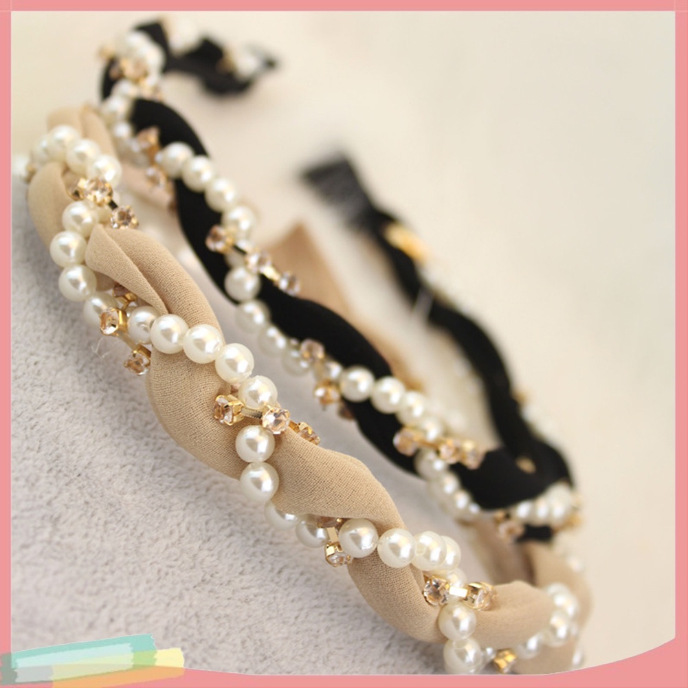 Băng đô cài tóc đính đá và ngọc trai giả xinh xắn