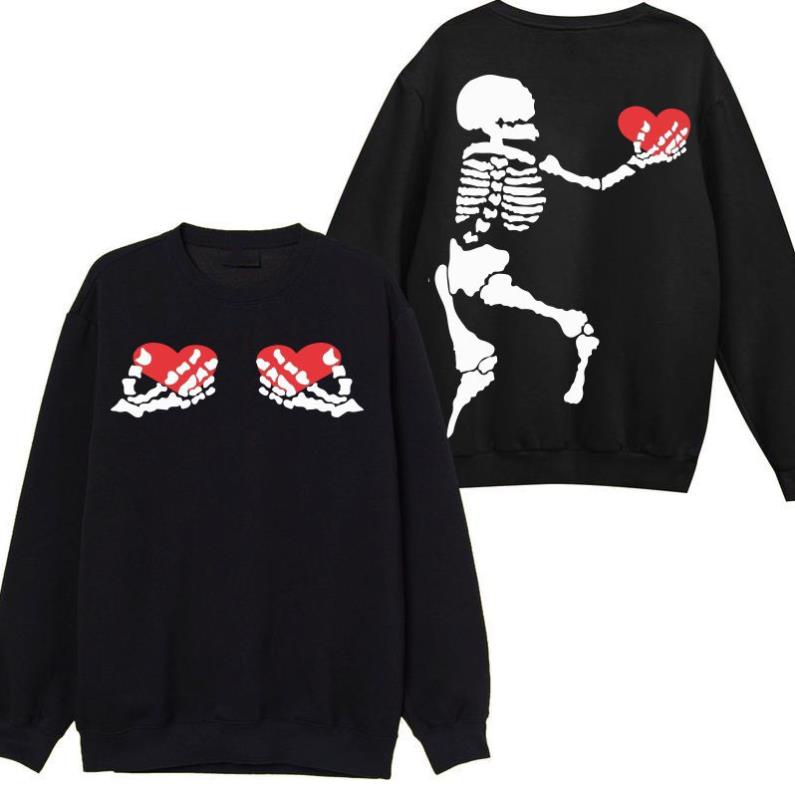 Áo Sweater Cổ Tròn Họa Tiết Bộ Xương Người Trai Tim Cực Đẹp Dành Cho Mùa Đông 2023.