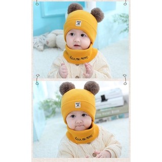 Mũ Len Kèm Khăn Quàng Cổ Cho Bé 6-36 Tháng