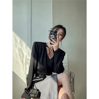 Áo sơ mi cách điệu cổ tim A85