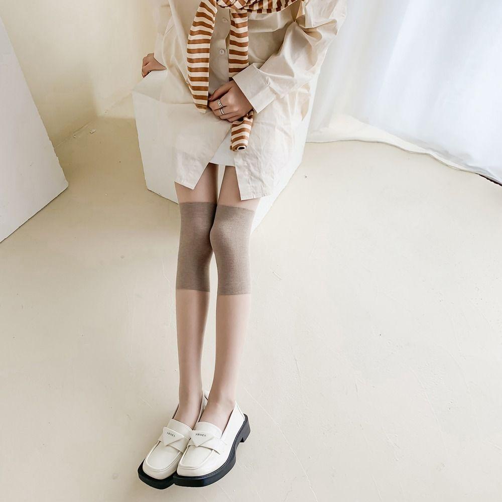 SOMEDAYZL Vớ Lụa Nylon Cao Đến Đầu Gối Thoải Mái Chống Móc Phong Cách Vintage Đơn Giản Cho Nữ