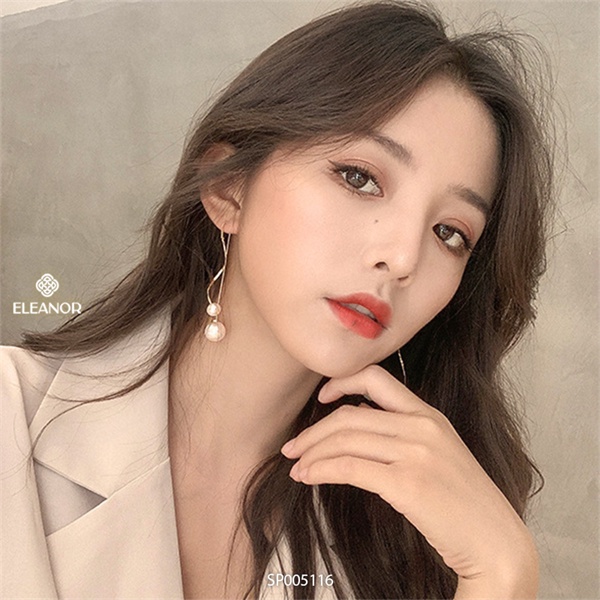 Bông tai nữ Eleanor Accessories dáng dài gắn ngọc nhân tạo thanh lịch phụ kiên trang sức 5116