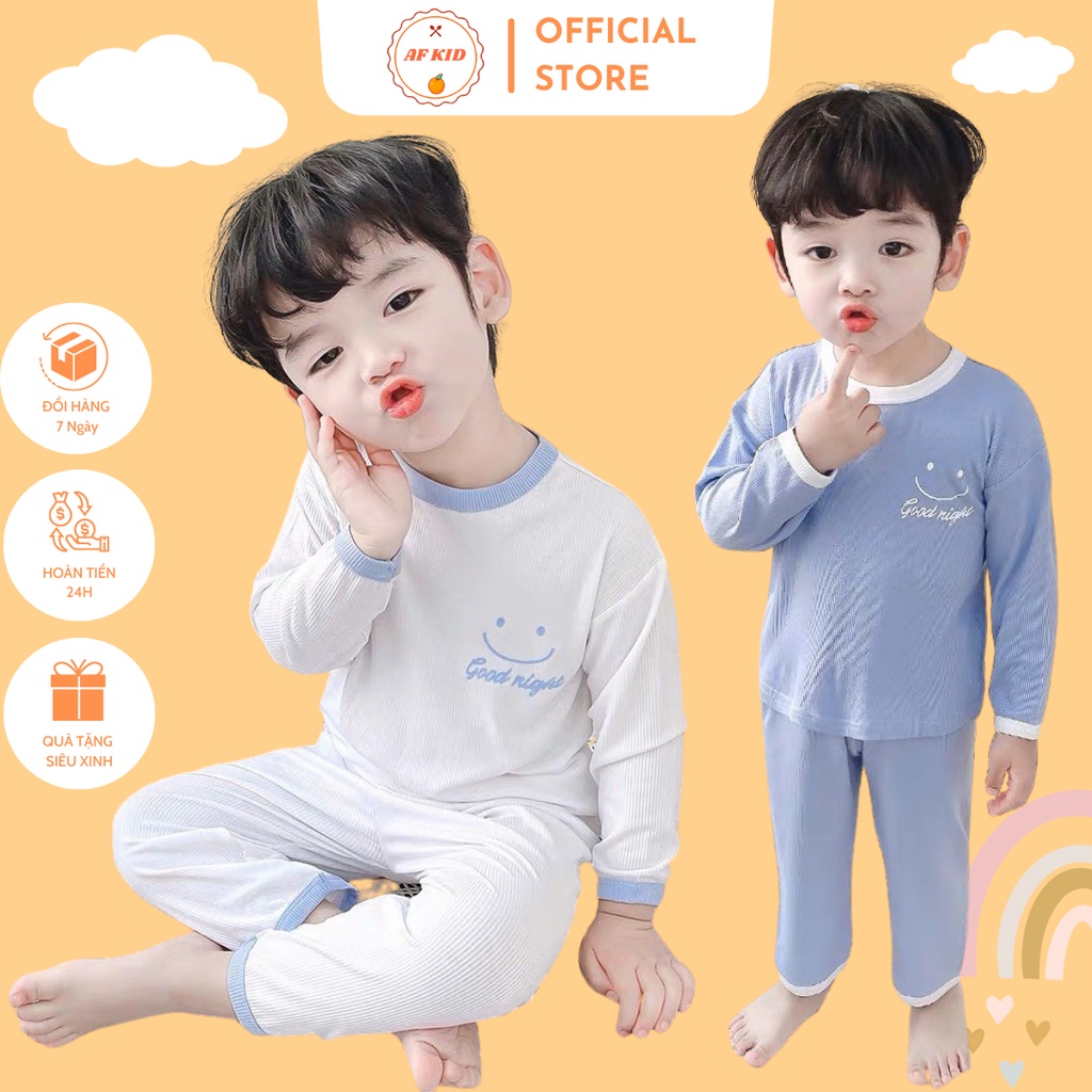 Bộ quần áo trẻ em 7-27kg dài tay AF KID Goodnight cho bé trai bé gái, vải len tăm cao cấp siêu co giãn và mềm mịn